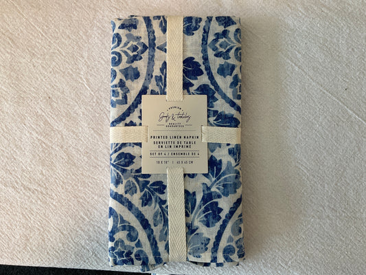 Printed Linen Napkins  Set of 4
