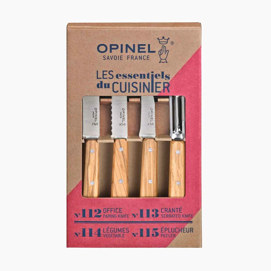 Opinel The Essentials Set of 4 Knives Natural Beech