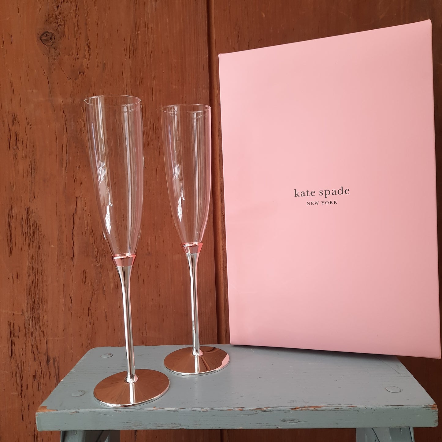 Kate Spade Rosy Glow Toasting Flute Pair