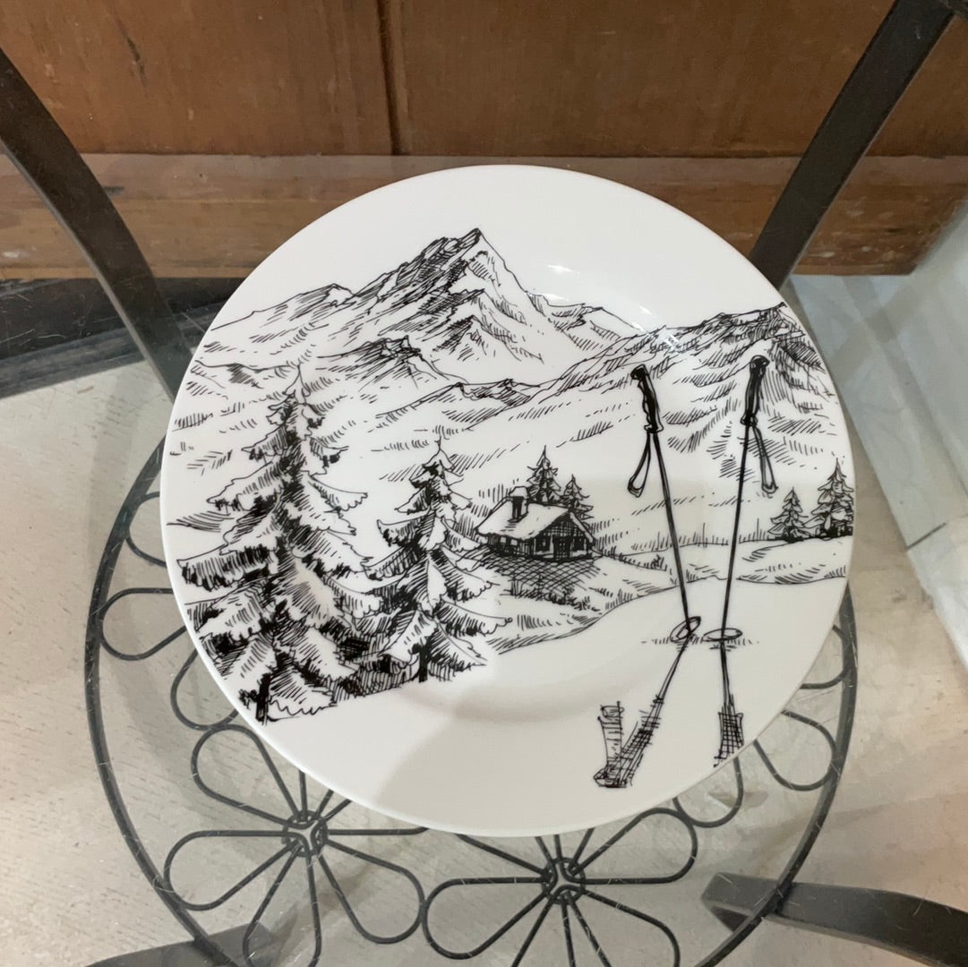 Ski Scenery Sketch Mugs and Small Plates