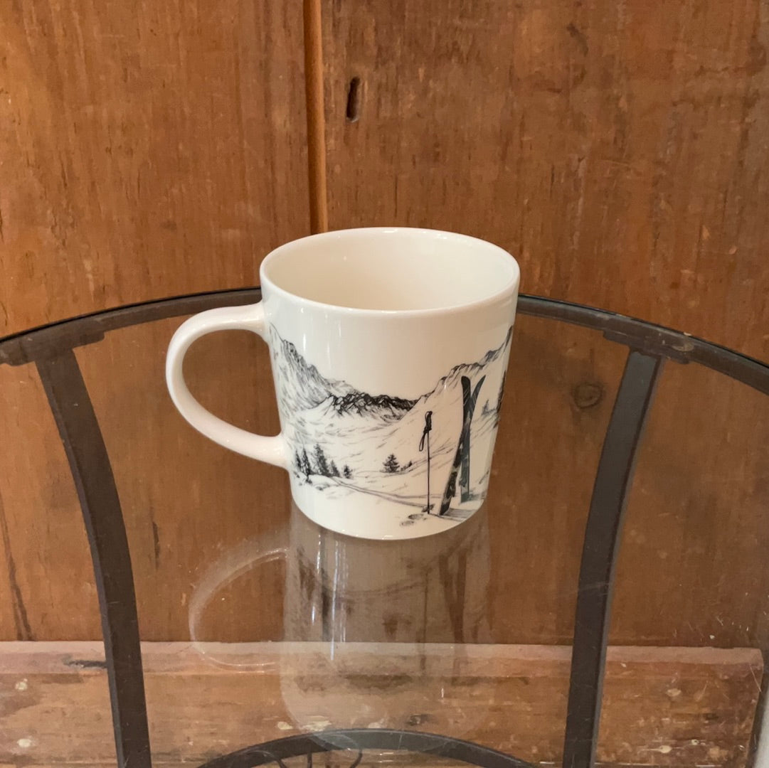 Ski Scenery Sketch Mugs and Small Plates