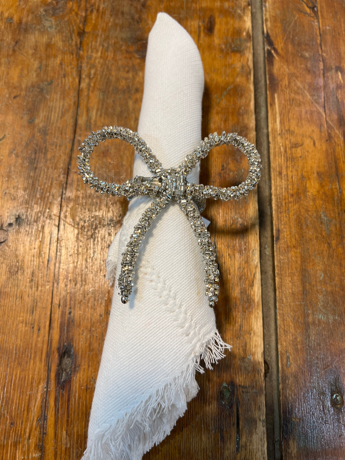 Rhinestone Bow Napkin Rings