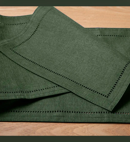 Hemstitch Forest Green Placemats 13”x19”