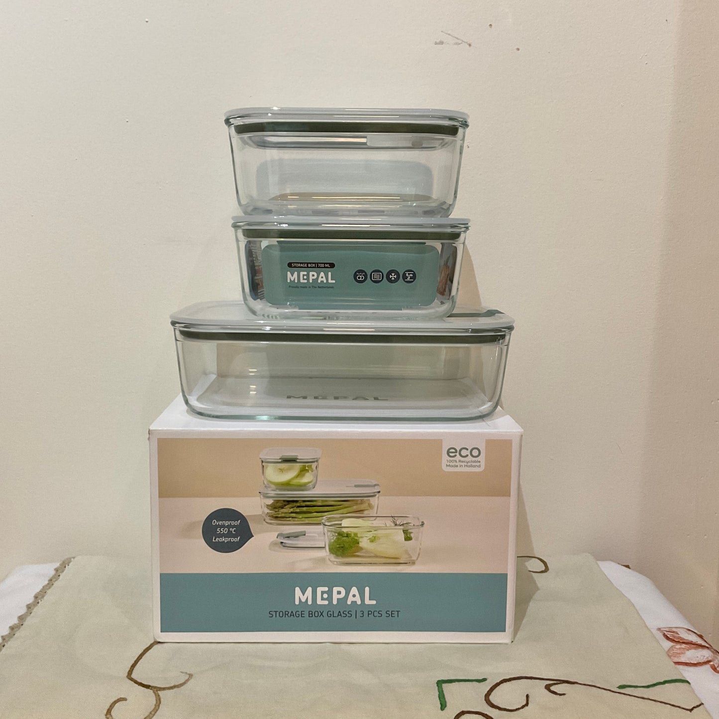 Mepal Storage Box Glass 3 PC Set